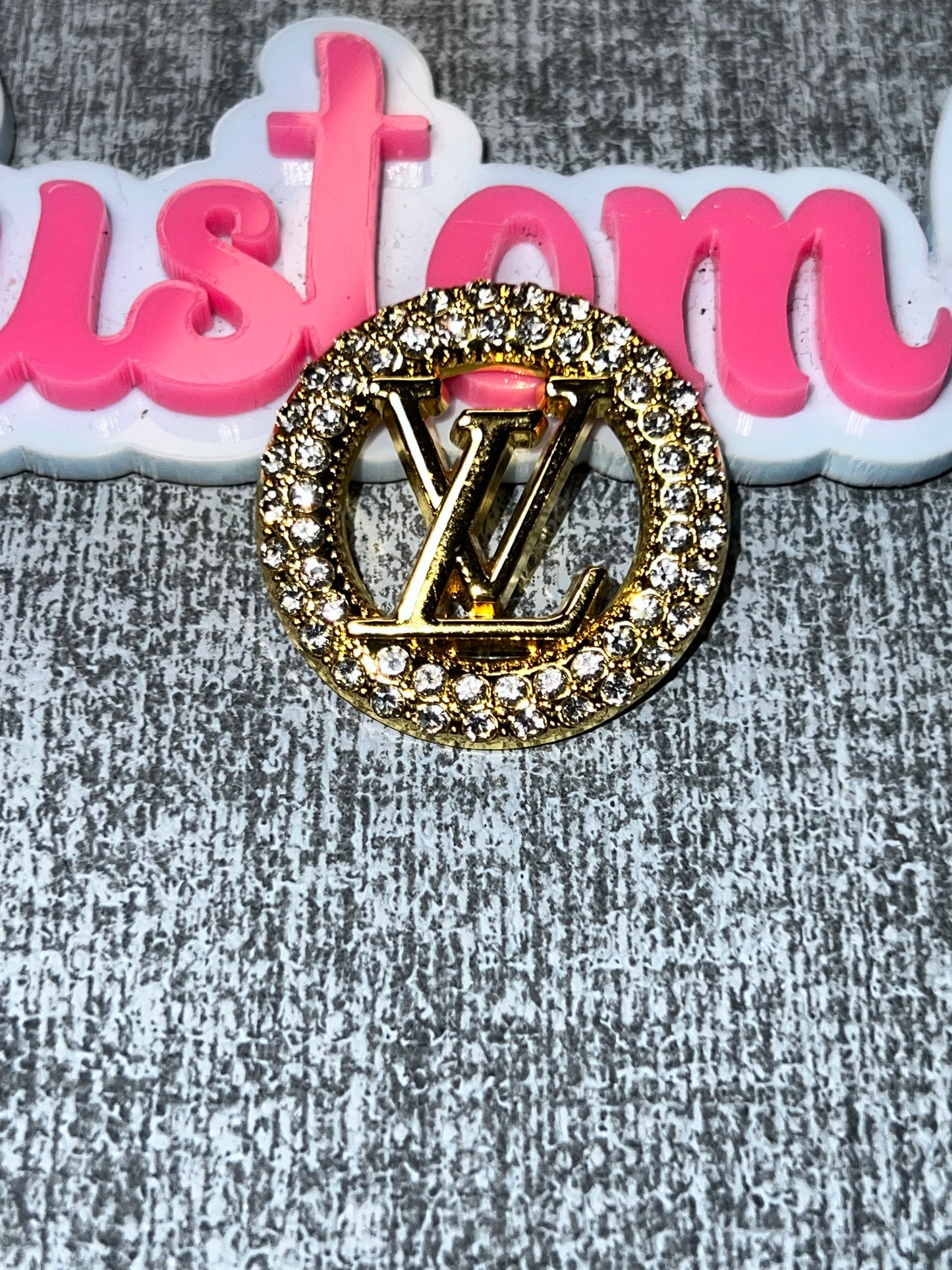 Gold Rhinestone Circle Letter Charm – Luxe Bling Statement Charm for DIY Crafts