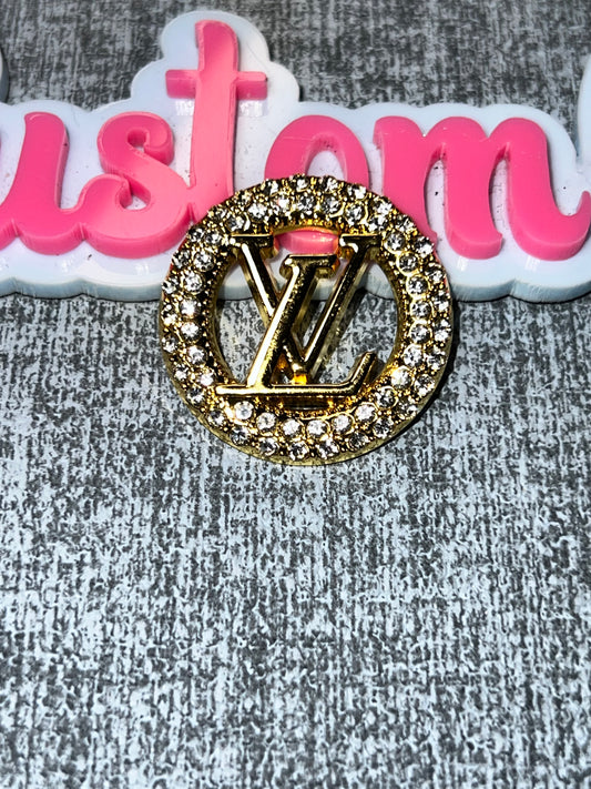 Gold Rhinestone Circle Letter Charm – Luxe Bling Statement Charm for DIY Crafts