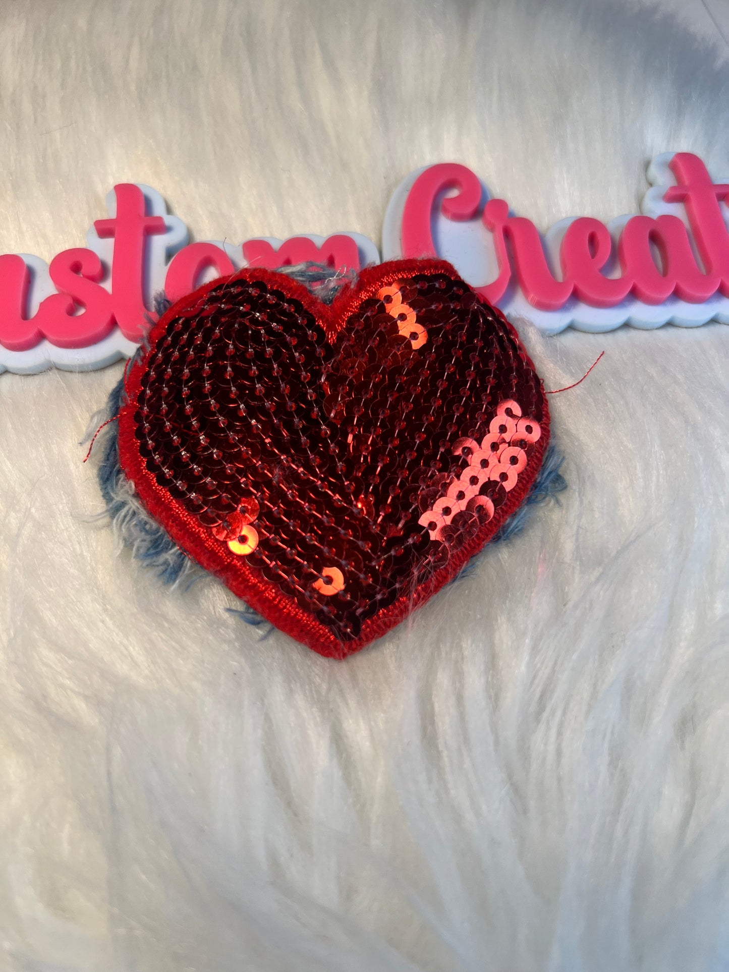 Sequin Denim Heart