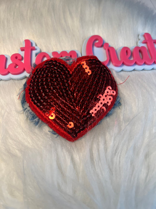 Sequin Denim Heart