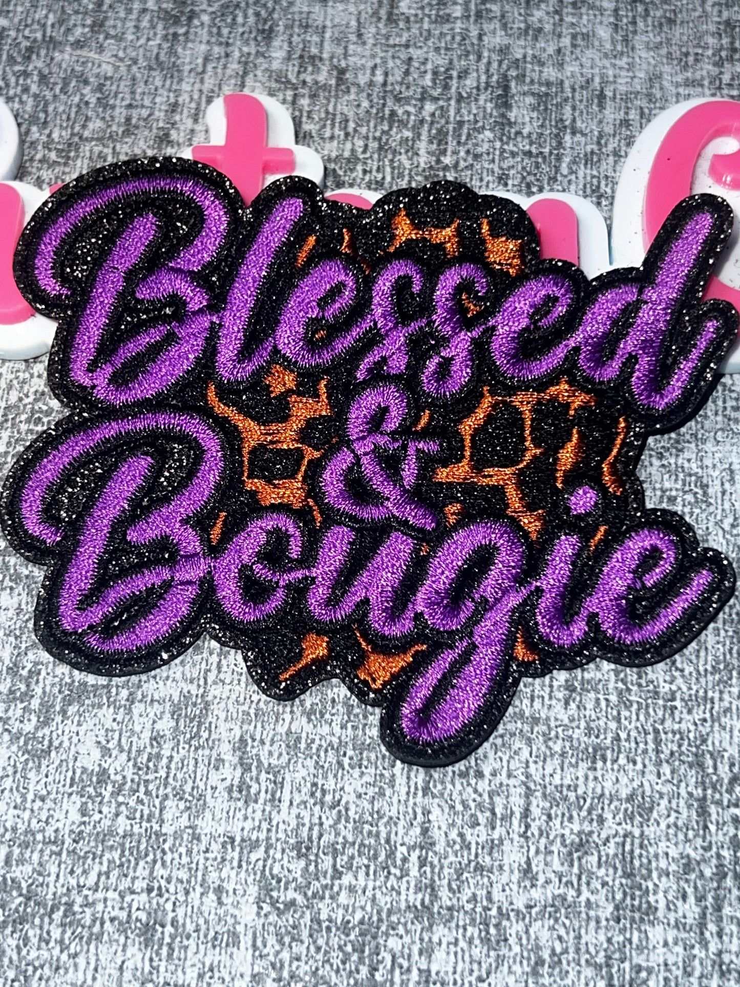 Blessed & Bougie Embroidered Iron-On Patch | Inspirational Statement Appliqué
