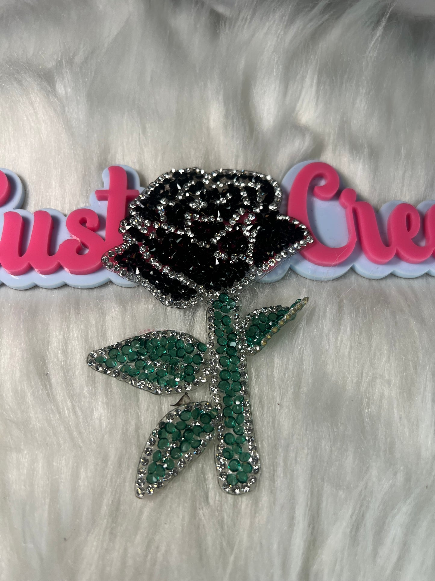 🖤 Black Rose Crystal Iron-On Patch