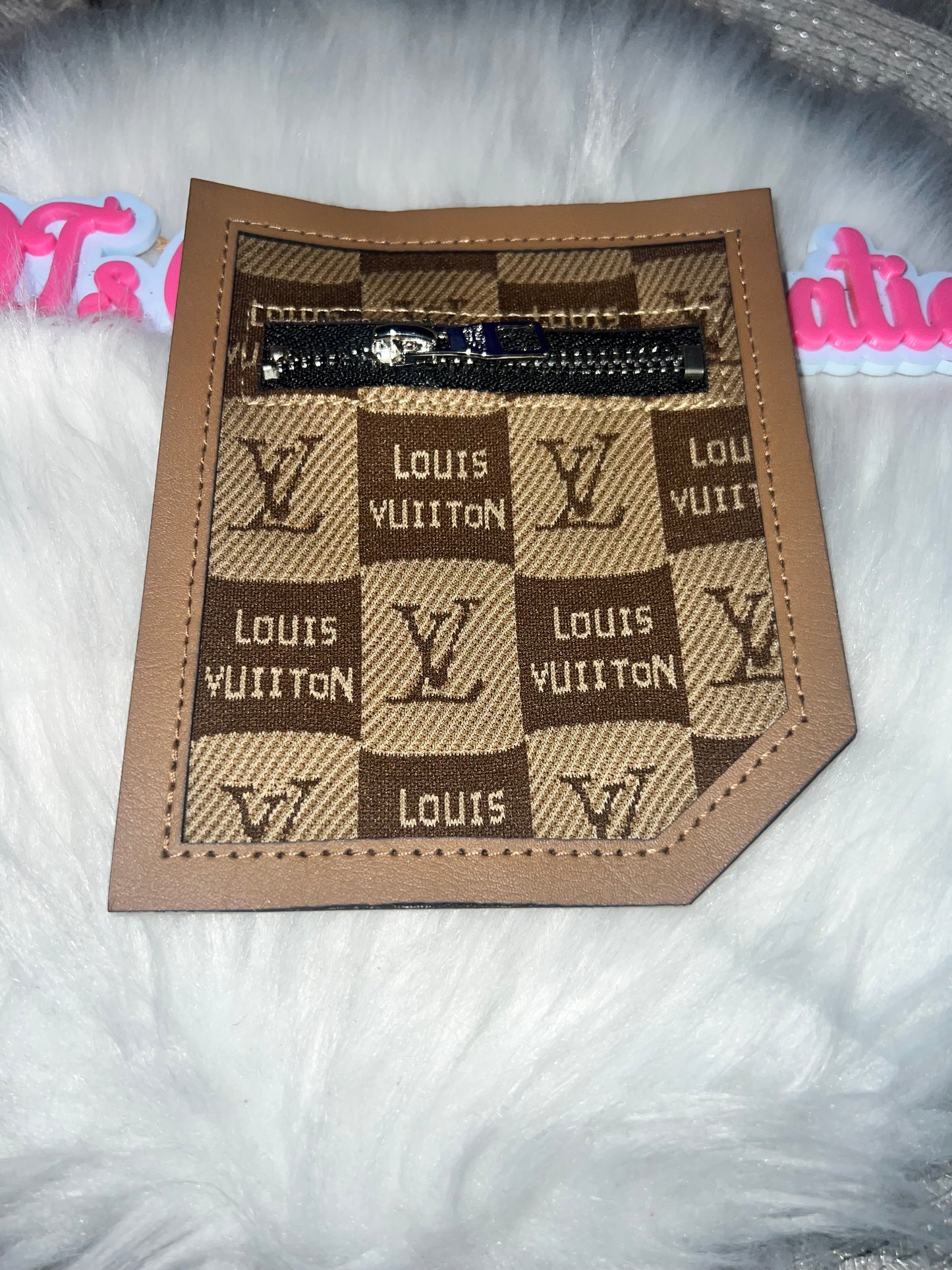 Brown Checkered LV Pocket Patch (Zip Style Back)