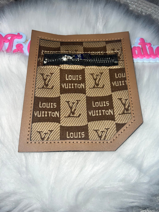 Brown Checkered LV Pocket Patch (Zip Style Back)
