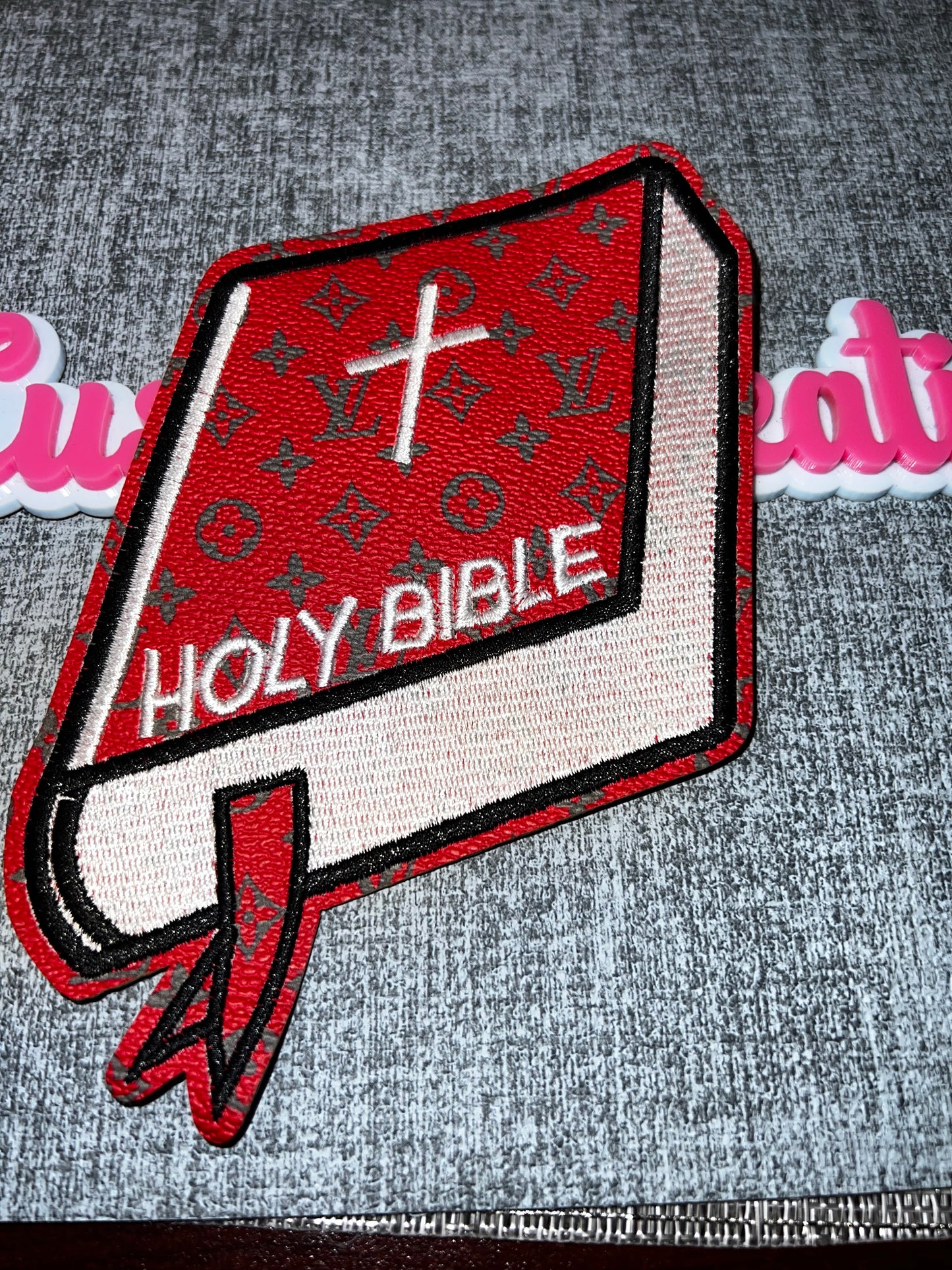 Holy Bible Iron-On Patch Red Embroidered Faith Patch Christian Jacket Bag DIY Patch