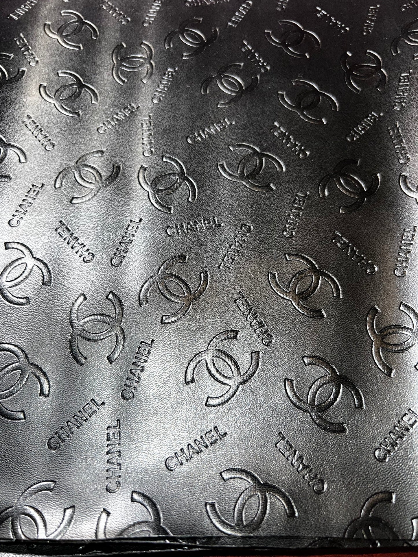 Black Embossed Double Circle Pattern Faux Leather Sheet 9x12 – Matte Textured Craft Leather