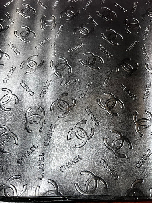 Black Embossed Double Circle Pattern Faux Leather Sheet 9x12 – Matte Textured Craft Leather