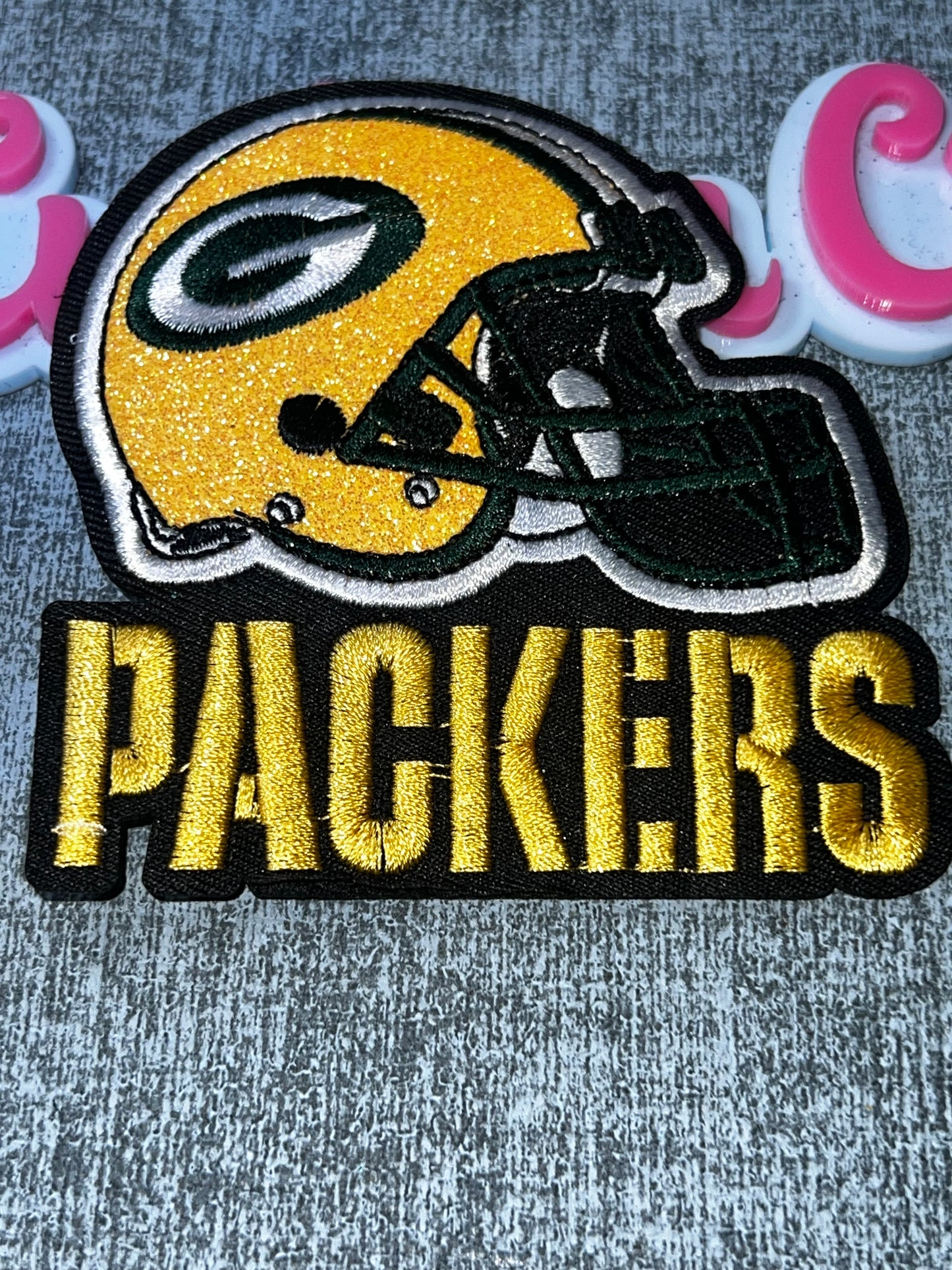 Yellow Green Glitter Helmet Embroidered Patch – Sports Iron On Applique