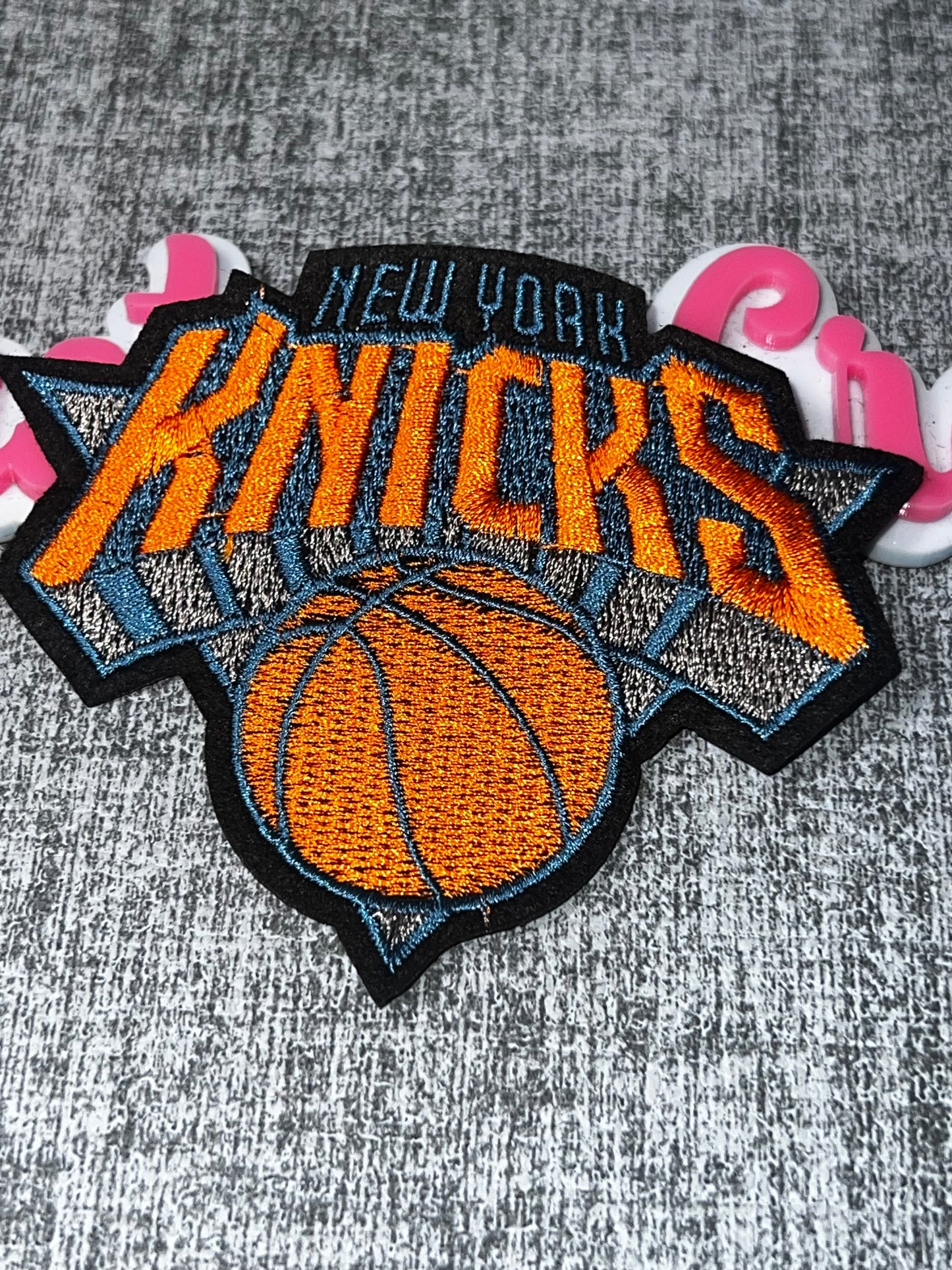 Orange & Blue Embroidered Iron-On Patch | Layered Lettering Appliqué