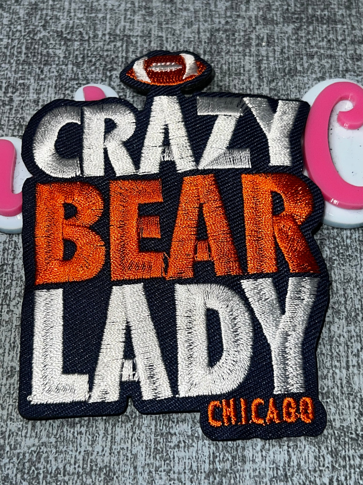 Crazy Lady Patch – Navy Orange Embroidered Iron On Applique