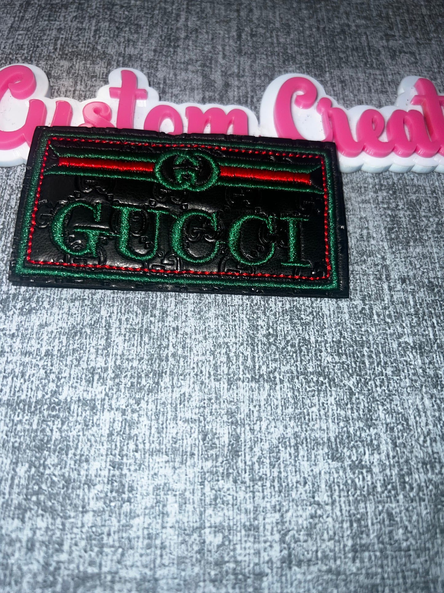 Luxe Embroidered Rectangle Patch – Red & Green Stripe Statement Patch