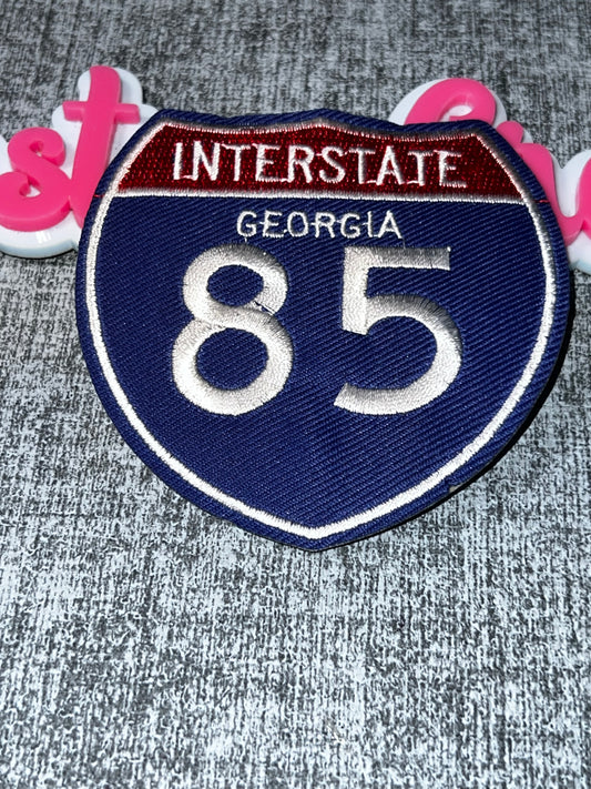 Georgia 85 Interstate Embroidered Patch – Road Sign Iron On Patch, Jacket Patch, Travel Patch, DIY Applique