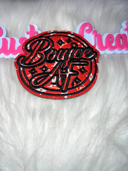 Red Luxe Script Oval Patch Bougie AF
