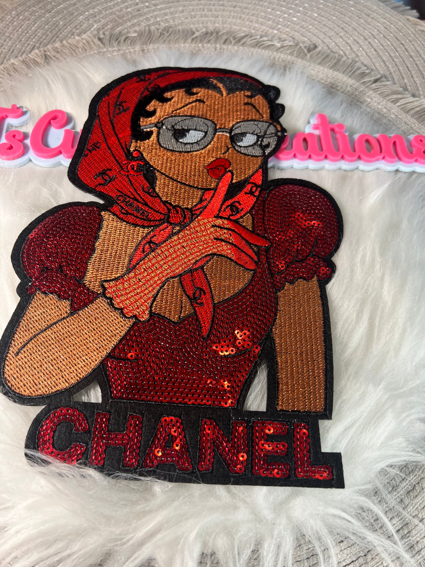 🕶️ Red CC Diva Iron-On Patch