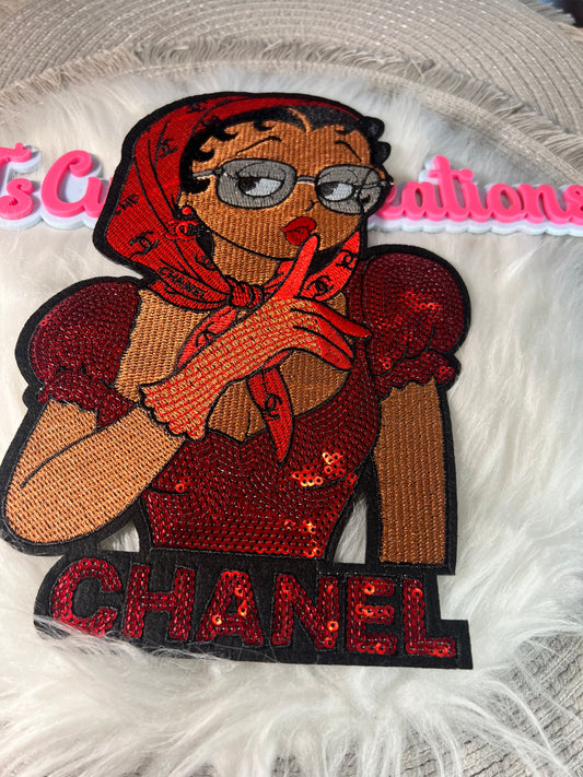 🕶️ Red CC Diva Iron-On Patch