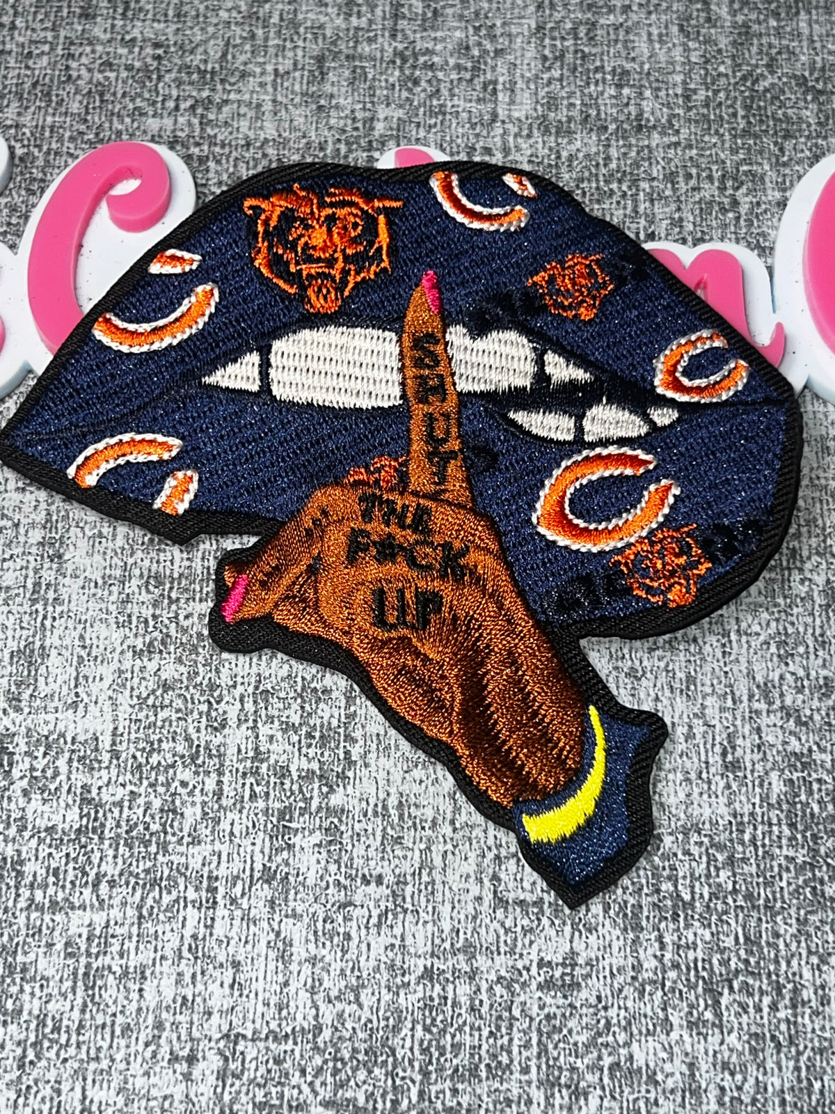 Navy Orange Game Day Lips & Hand Embroidered Patch – Iron On Applique