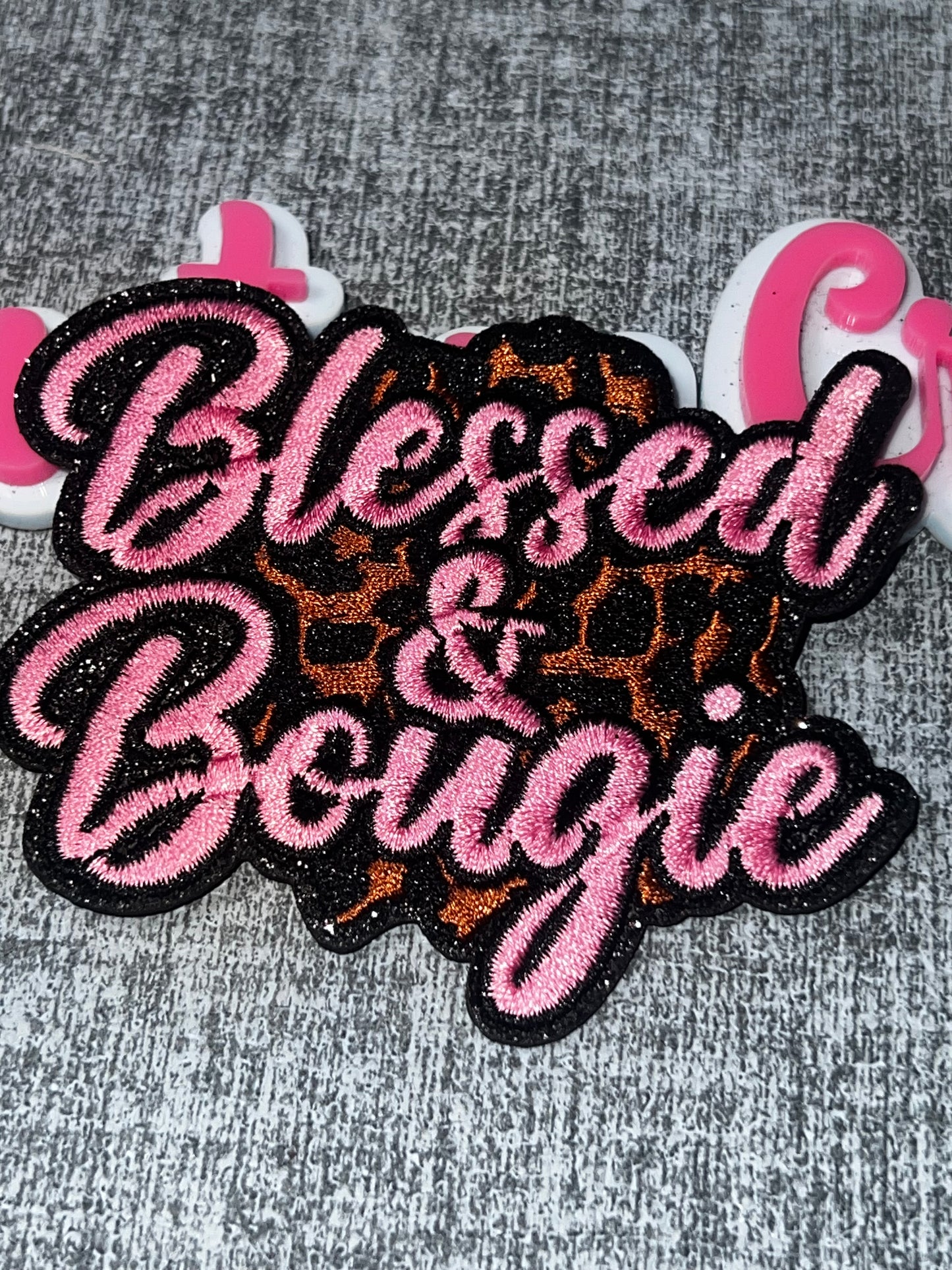 Blessed & Bougie Embroidered Iron-On Patch | Inspirational Statement Appliqué