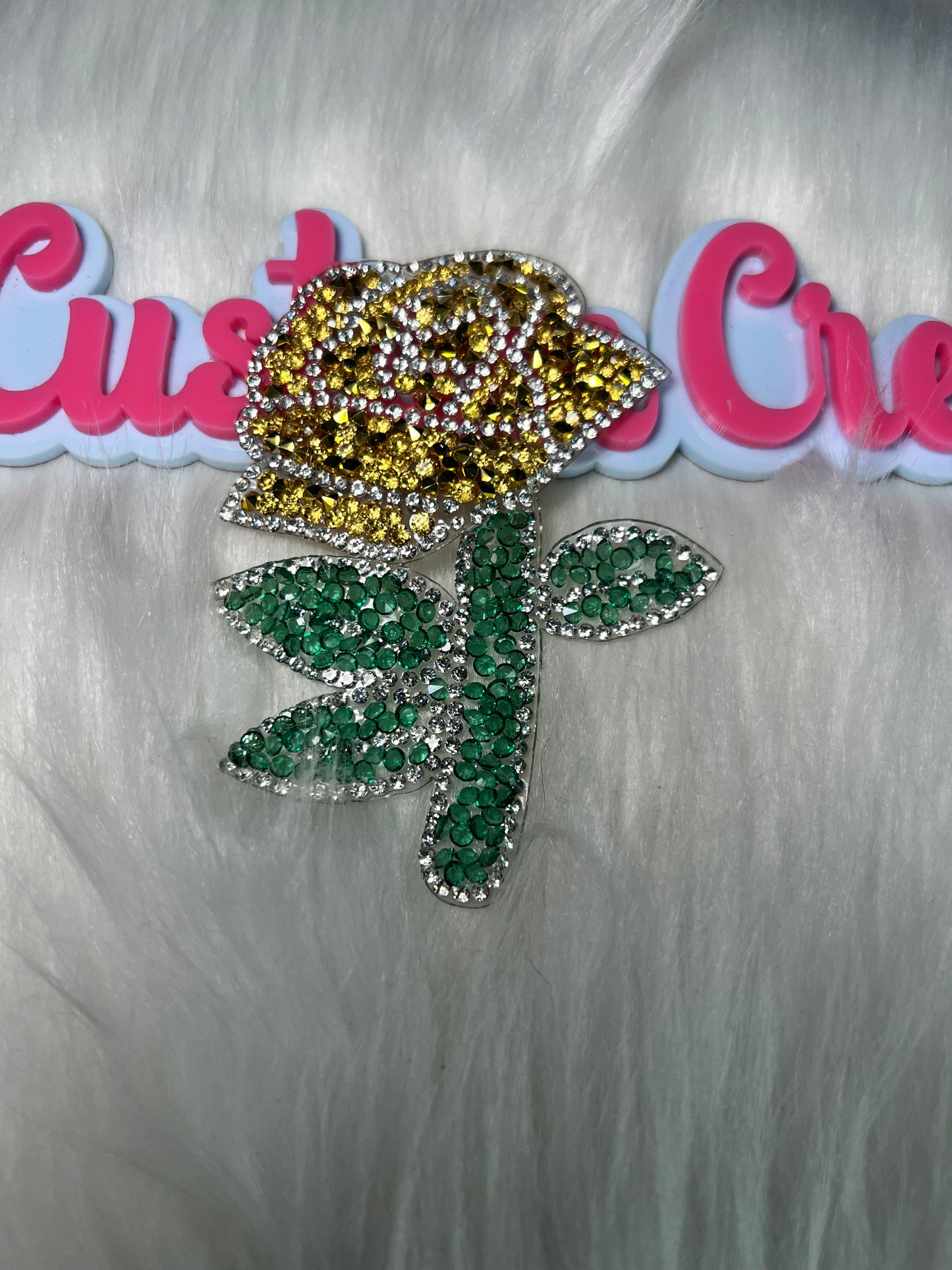 🧡 Peach & Gold Crystal Rose Iron-On Patch