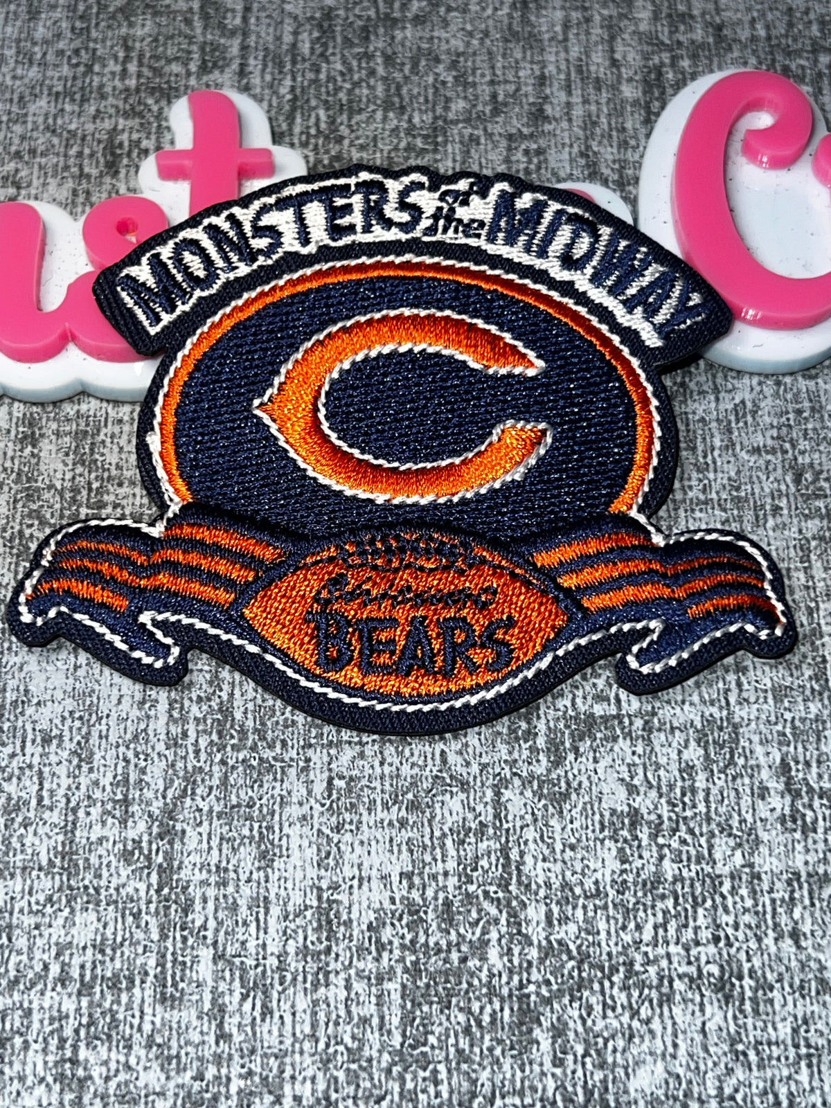 Navy Blue Orange “Monsters of Embroidered Iron-On Patch – Game Day Applique