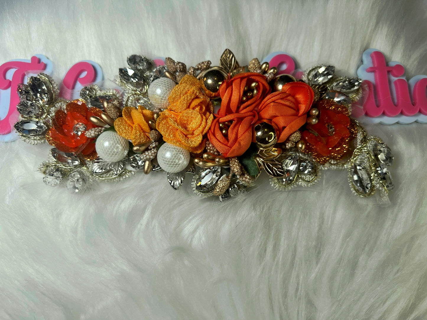 Orange Flower/Floral Crystal Applique 💎