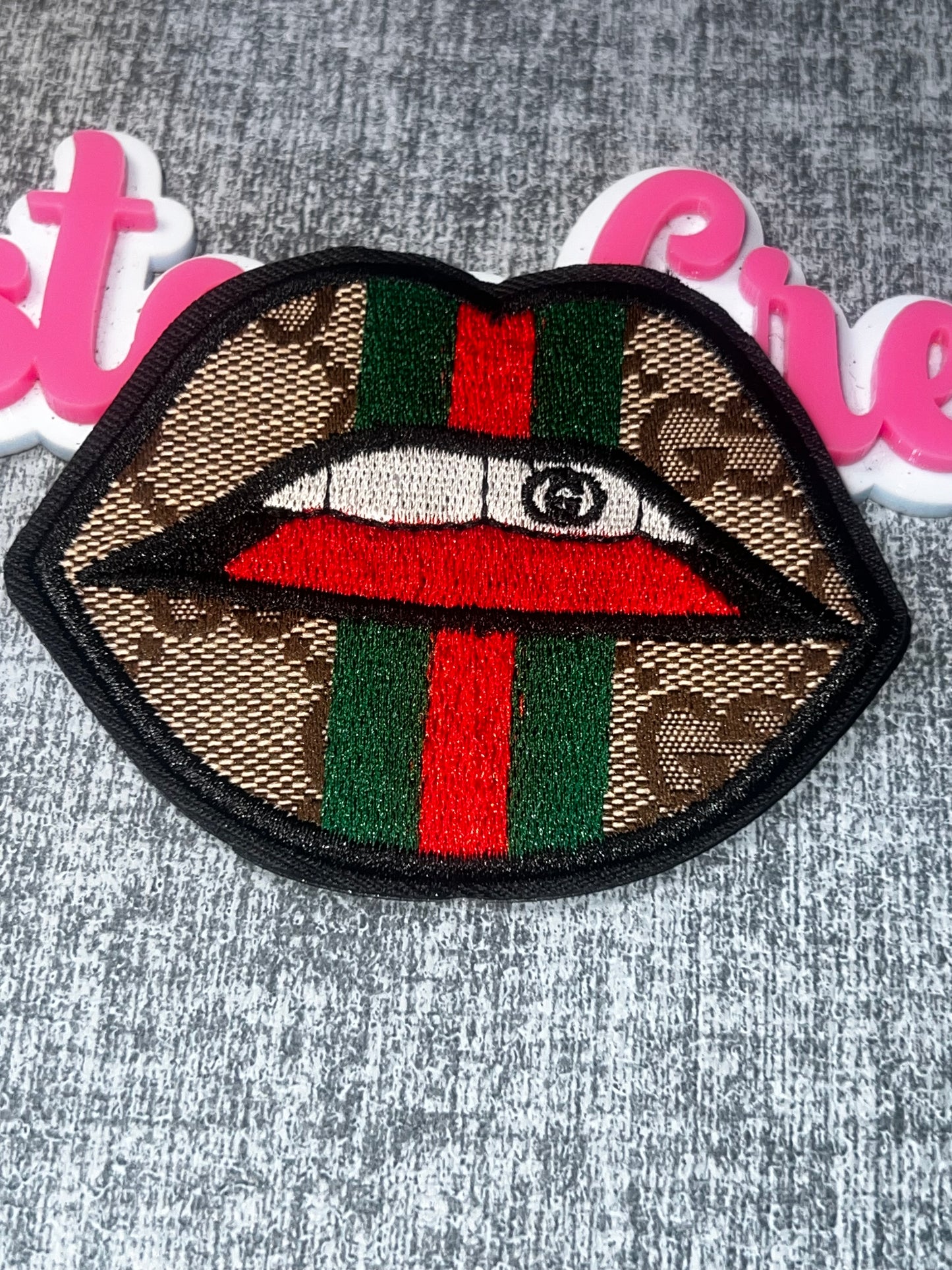 Fashion Lips Embroidered Iron-On Patch – Red Lips Decorative Applique for Jackets, Bags & Hats