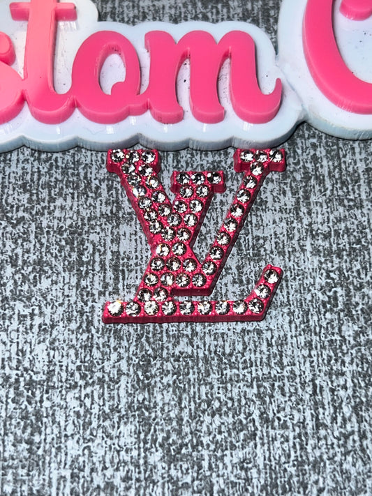 Hot Pink Rhinestone Letter Luxe Flat Back Metal Charm – Statement DIY Charm