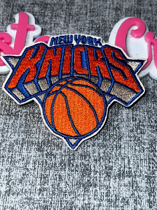 Orange & Blue Embroidered Iron-On Patch | Round Ball Statement Appliqué
