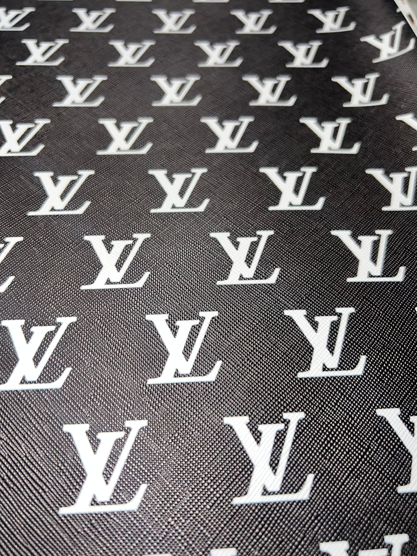 Black & White Monogram Style Faux Leather Sheet – 9x12