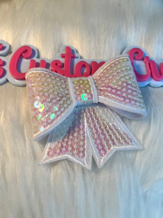 Sequin White Bow