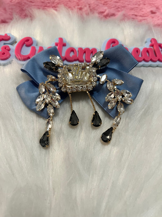 Blue Bow tie LV Brooch
