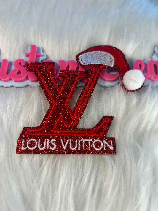 ❤️ LV Red Glitter Santa Hat Iron-On Patch