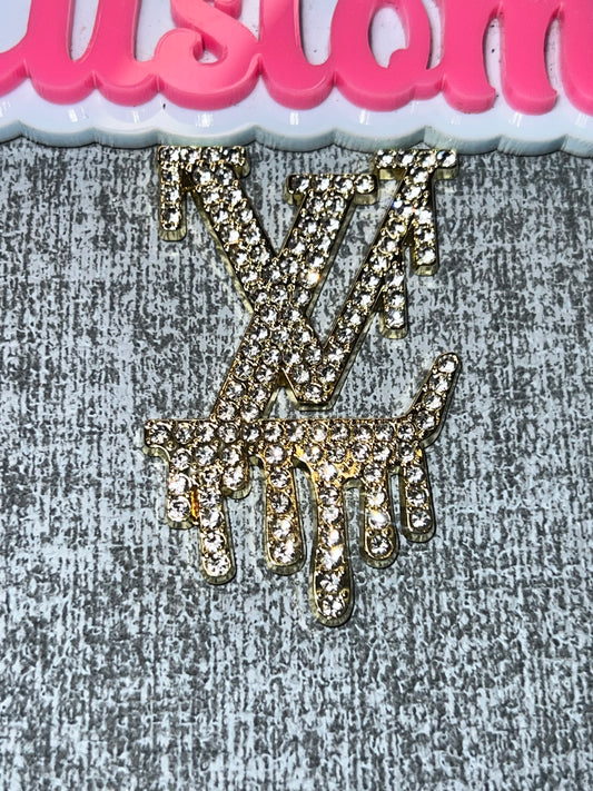 Gold Rhinestone Drip Letter Charm – Luxe Iced Statement Charm for DIY Crafts