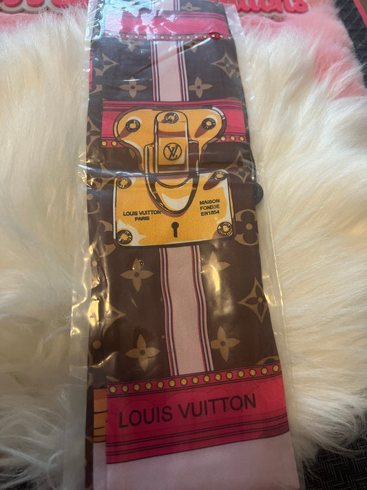 Pink Brown Lock LV Scarf