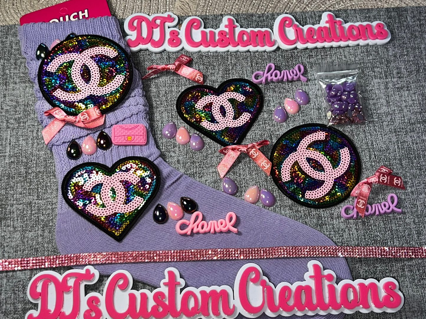 Iridescent Glam DIY Sock Kit – Sequin Patch & Bling Craft Set