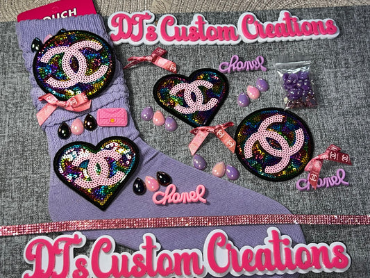 Iridescent Glam DIY Sock Kit – Sequin Patch & Bling Craft Set
