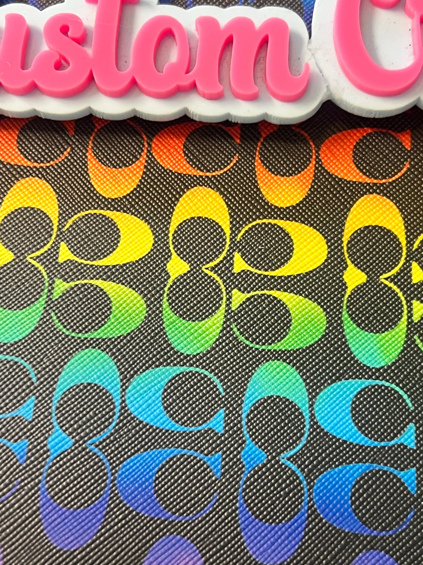 Rainbow Gradient Signature Print Faux Leather Sheet