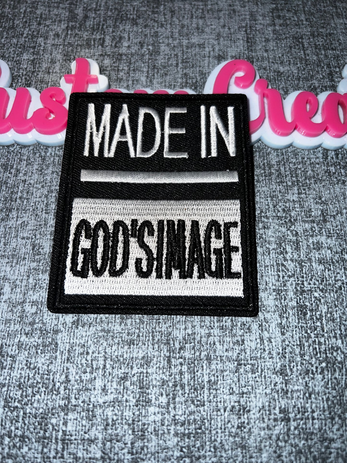 Faith Affirmation Iron-On Patch – “Made in God’s Image” Embroidered Patch