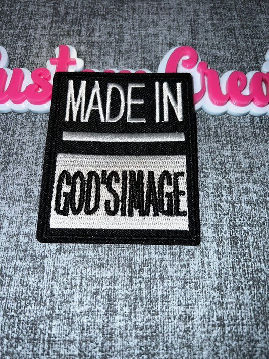 Faith Affirmation Iron-On Patch – “Made in God’s Image” Embroidered Patch