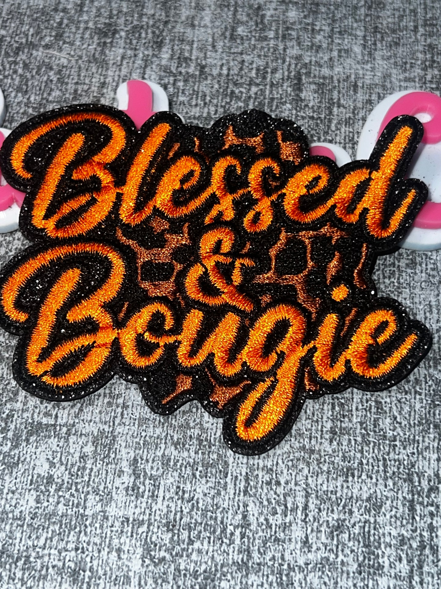 Blessed & Bougie Embroidered Iron-On Patch | Inspirational Statement Appliqué