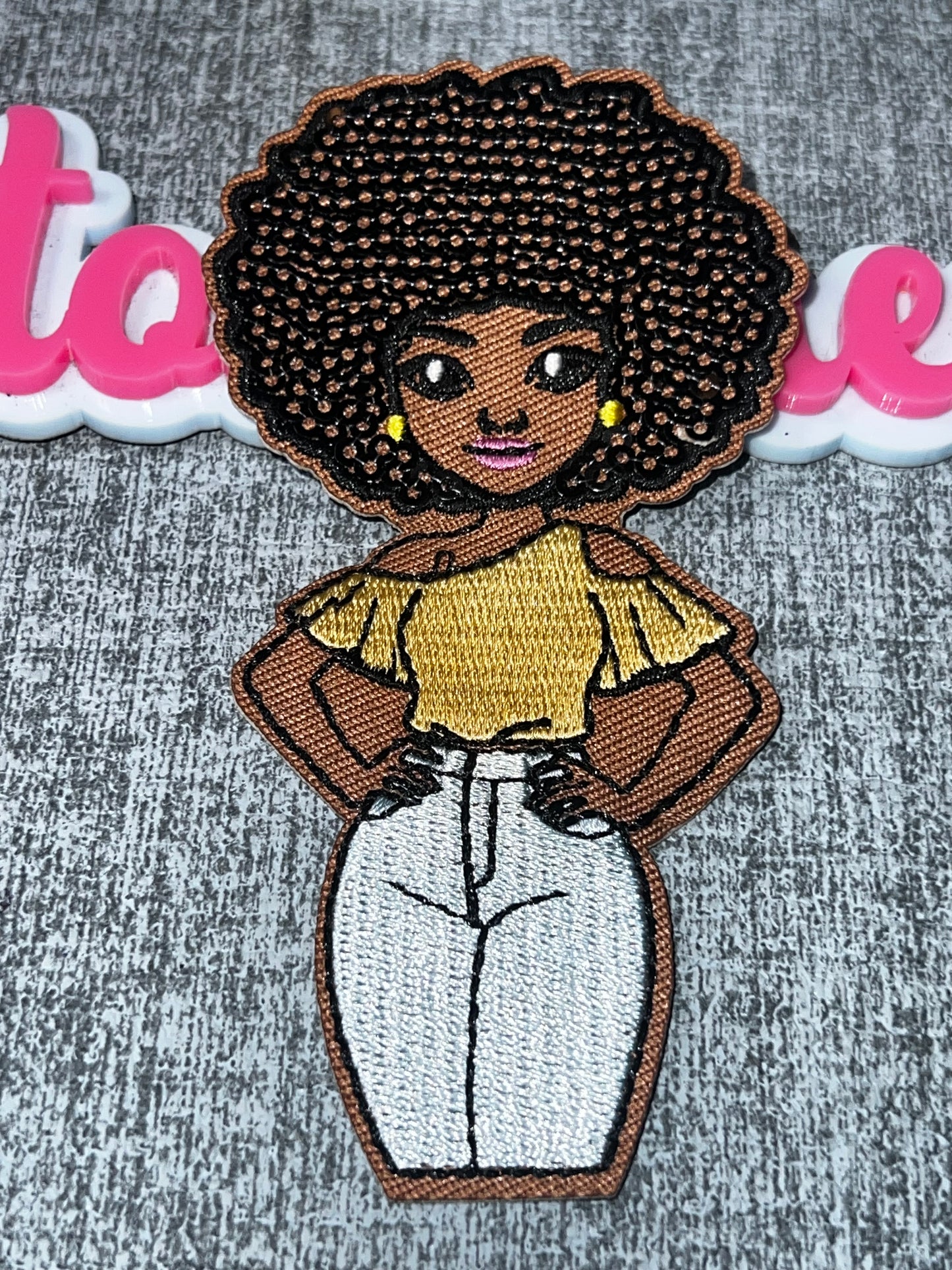 Afro Girl Embroidered Patch – Natural Hair Black Girl Iron On Patch, Cute Character Applique