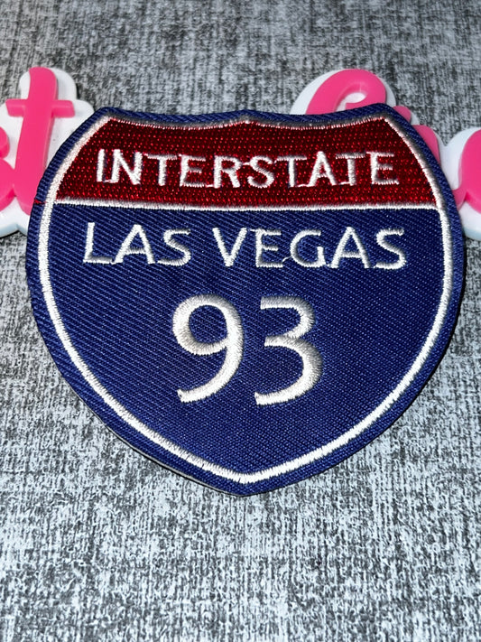 Las Vegas 93 Interstate Embroidered Patch – Travel Iron On Patch, Jacket Patch, Streetwear Patch, DIY Clothing Applique
