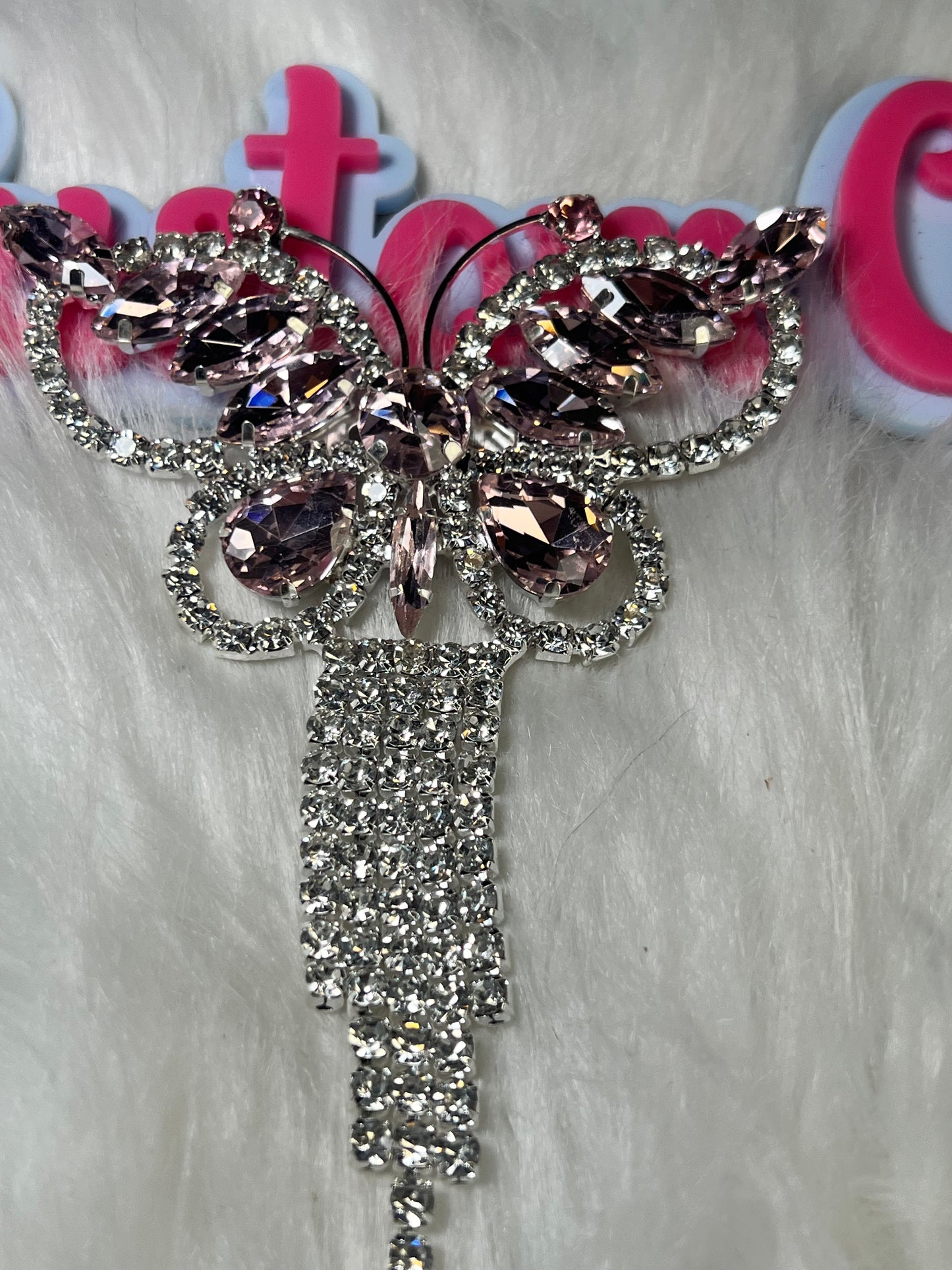 Pink & Crystal Butterfly Rhinestone Brooch 🦋