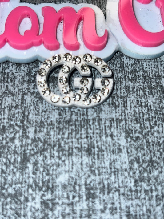 White Rhinestone Luxe Double Letter Charm – Designer Style Embbellishment