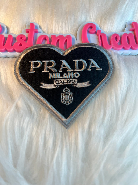 Silver Black Prada Heart