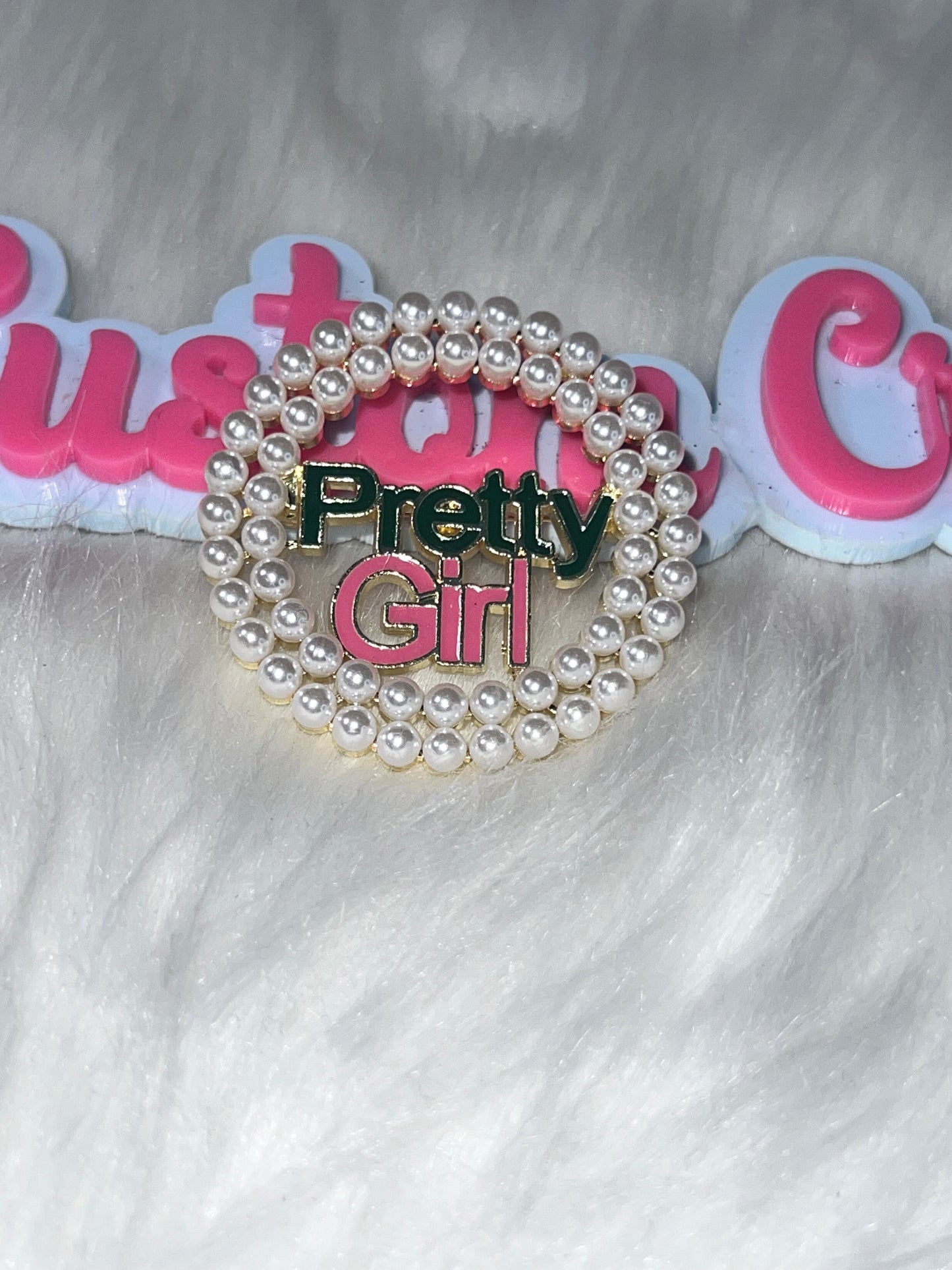 AKA Pretty Girl Pearl Circle Gold Brooch