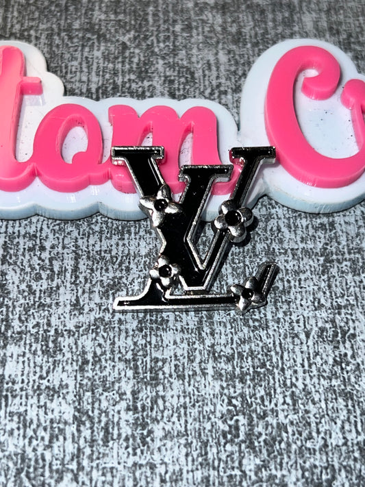 Black Floral Letter Luxe Flat Back Metal Charm – Designer Inspired DIY Charm