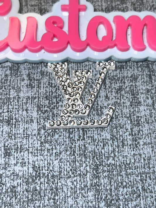 Silver Rhinestone Letter Luxe Flat Back Metal Charm – Full Bling DIY Embellishment