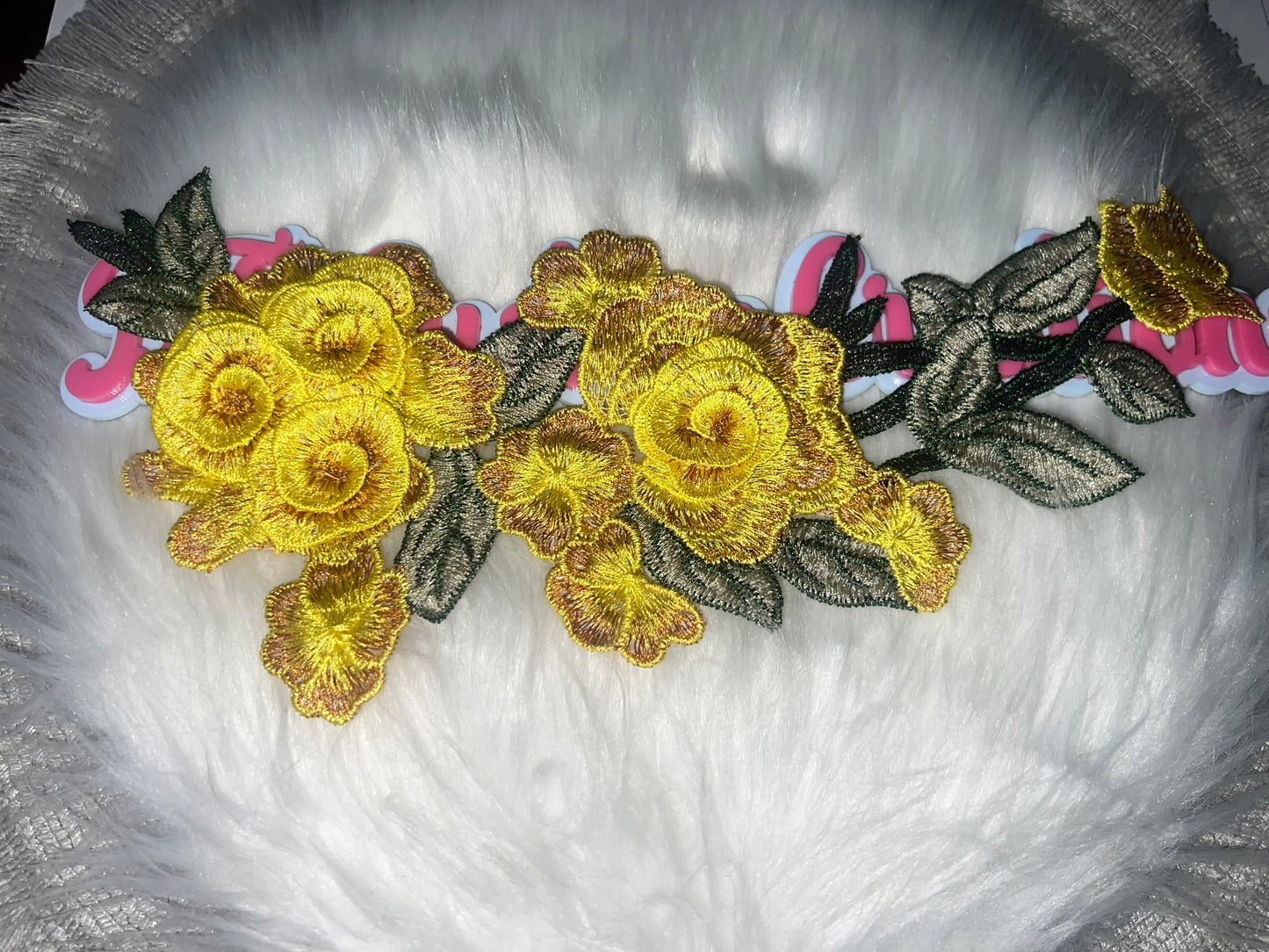 Yellow 3D Rose Floral Appliqué