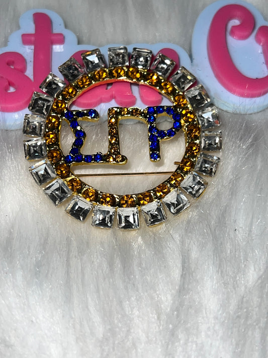 ΣΓΡ Sigma Square-Edge Crystal Brooch