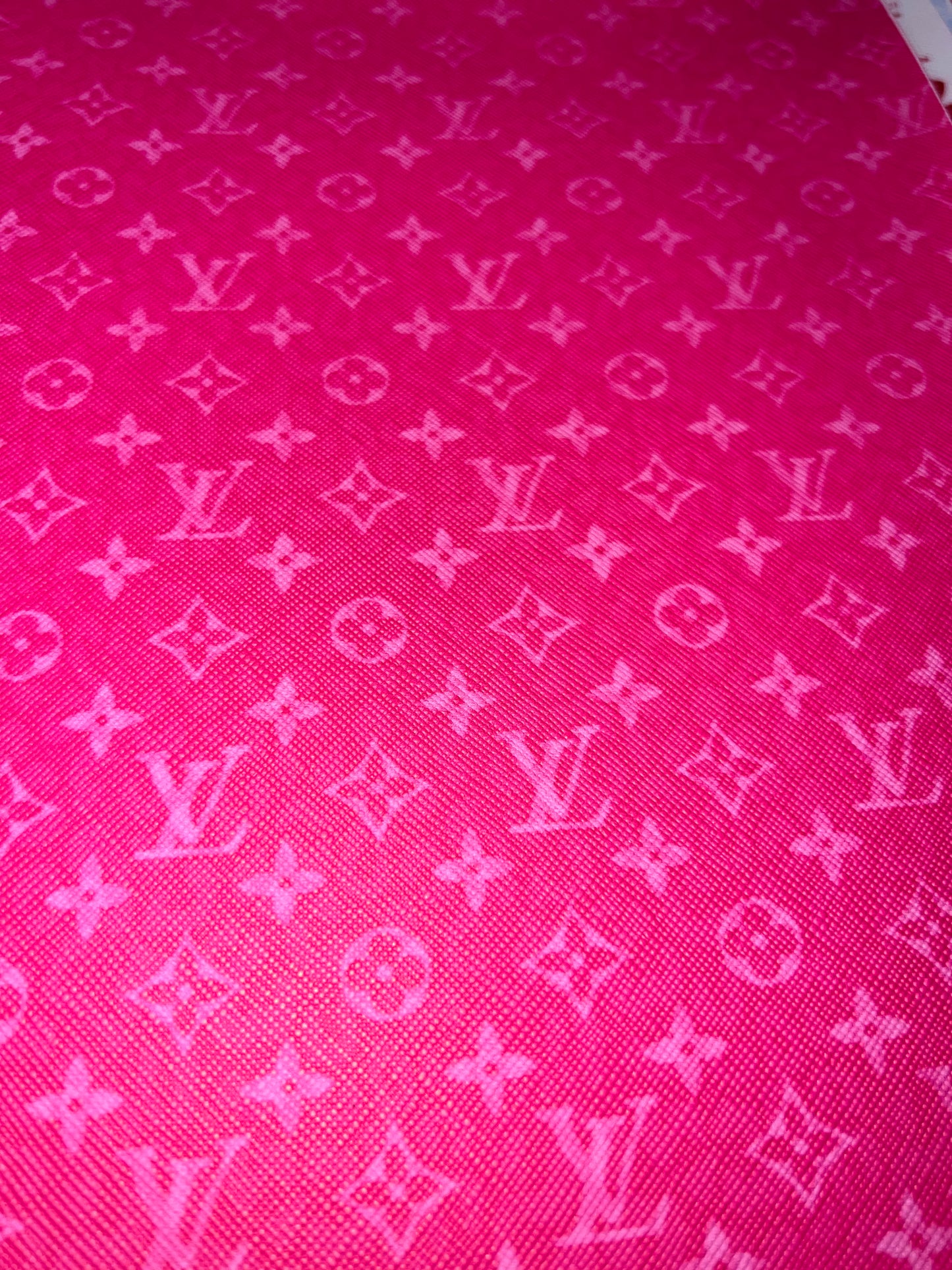 Hot Pink Luxury-Style Monogram Faux Leather Sheet – 9x12